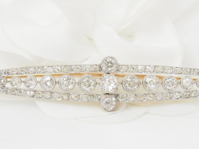 Broche Importante broche Art Déco en or jaune platine et diamants 58 Facettes 32820