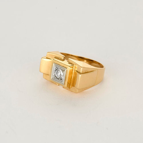 Bague 54 Bague Tank or jaune et diamant 58 Facettes TOU1275