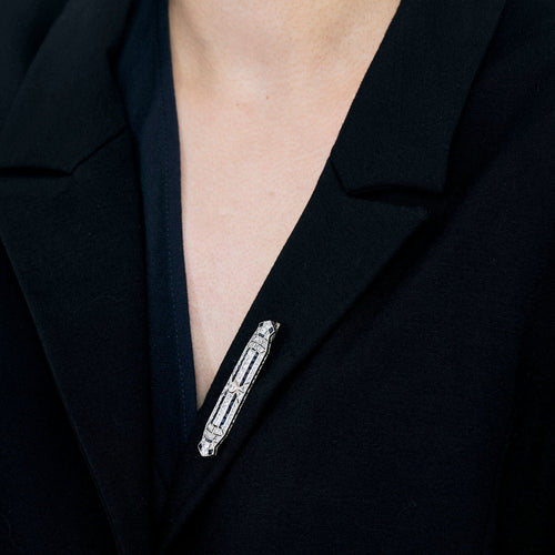 Broche Broche art déco or blanc, diamants et saphirs 58 Facettes PL10