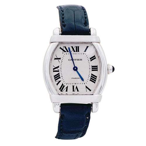 Montre Montre Cartier, "Tortue Chinoise", platine, or blanc, cuir. 58 Facettes 32591