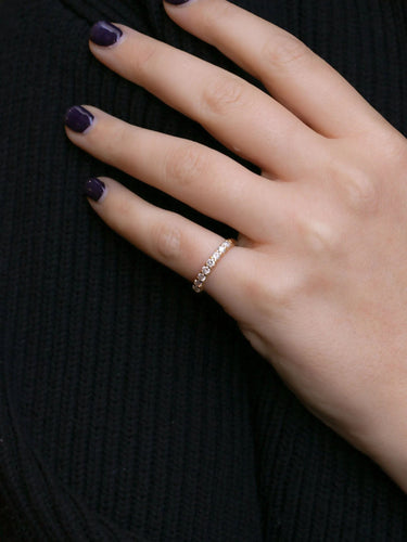 Bague 51 Demi-Alliance américaine en or jaune et diamants 0,5 ct 58 Facettes J115