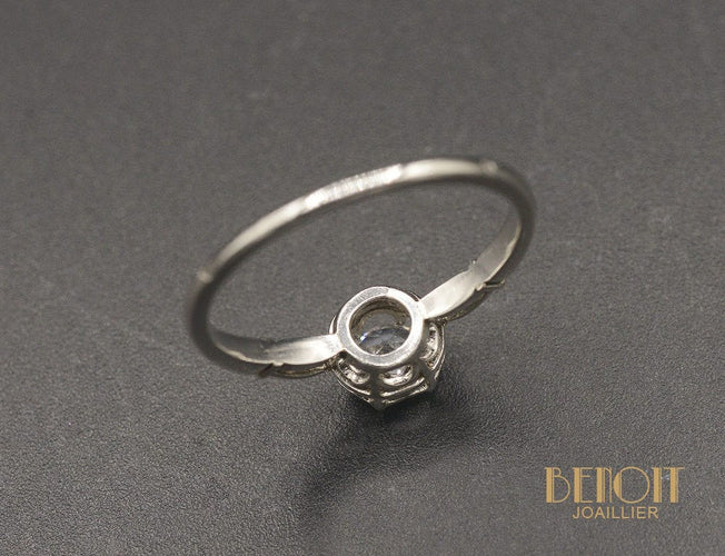 Bague 53 Solitaire Or blanc Diamant taille Ancienne 58 Facettes A10423