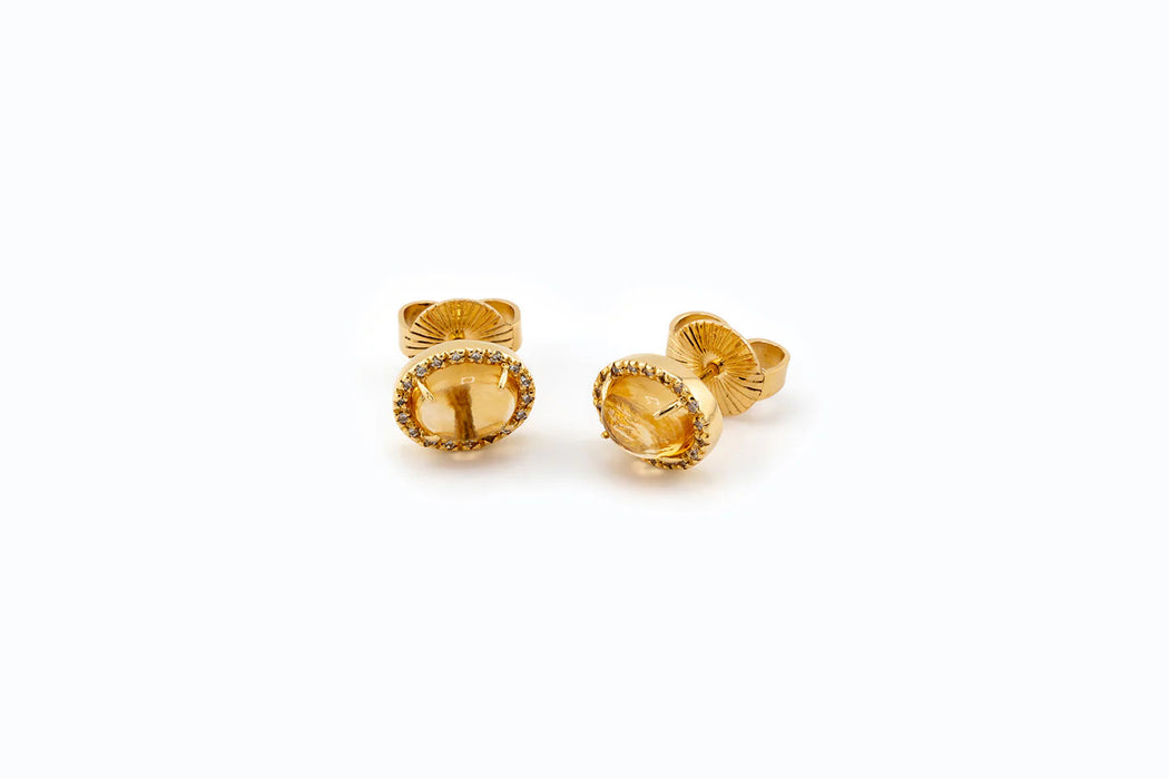 Boucles d'oreilles en or jaune avec pierre jaune