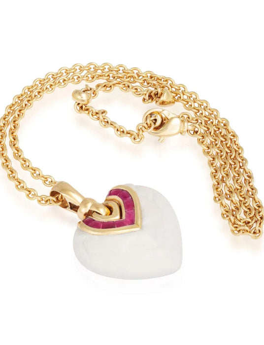 Pendentif BULGARI Chandra Porcelain Ruby Gold Pendant 58 Facettes