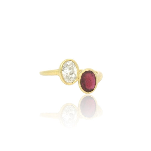 Toi & Moi Diamond ruby ring