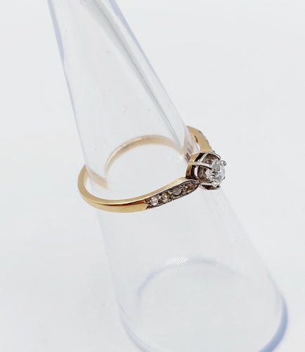 Bague 48 Bague solitaire art déco or jaune et diamants 58 Facettes A05660