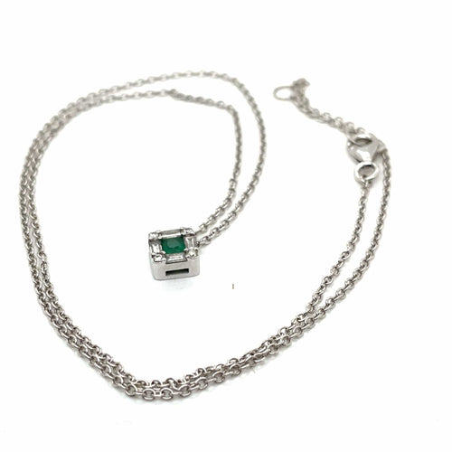 Collier Collier Emeraude Diamants Or Blanc 58 Facettes