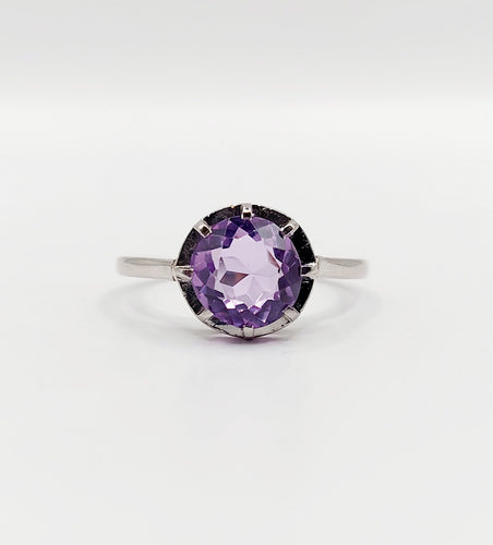 Bague solitaire Art Déco platine et améthyste 58 Facettes A05353