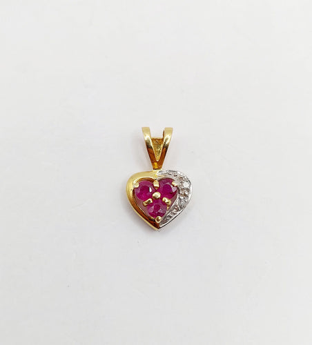 Pendentif Pendentif cœur vintage or 18k rubis et diamants 58 Facettes A05871