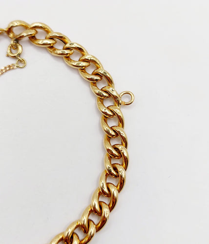 Bracelet Bracelet vintage or jaune maille gourmette et 2 anneaux pour charm 58 Facettes A06355