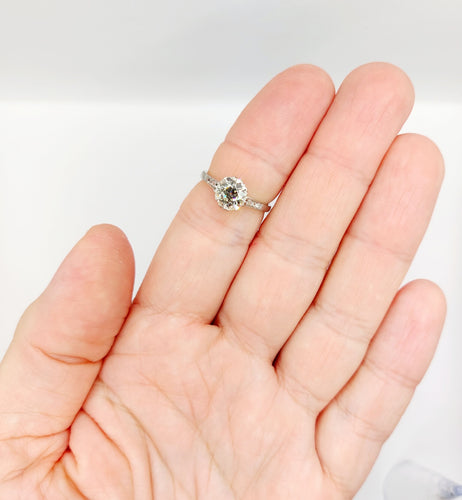 Bague 52.5 Bague solitaire Art déco en platine et diamant taille ancienne 1,40 carat 58 Facettes A06491
