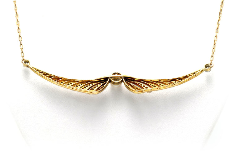 Collier Collier Art Déco or jaune, perle, diamants taille rose et taille brillant 58 Facettes 22777