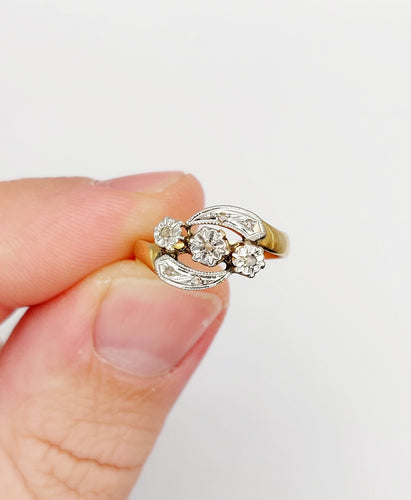 Bague 50.5 Bague or jaune, diamants taille rose (circa 1900) 58 Facettes A06375