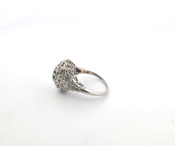 Bague 53 Bague en platine avec émeraude et diamants 58 Facettes