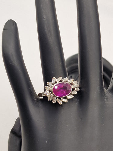 Bague Bague en or blanc avec rubis et diamants baguette 58 Facettes