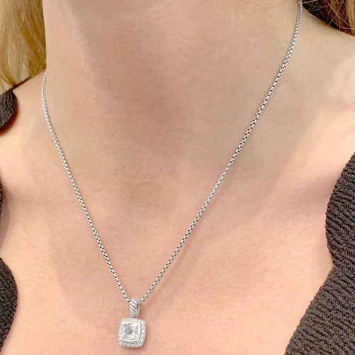 Collier Collier David Yurman, "Petite Albion", argent, topaze blanche, diamants. 58 Facettes 34592