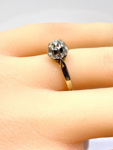 Bague 50.5 Bague solitaire en or 18 carats et platine sertie d’un diamant 0,50 carat environ 58 Facettes AB536