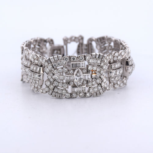 Bracelet Bracciale stile art déco en platine et diamants 58 Facettes