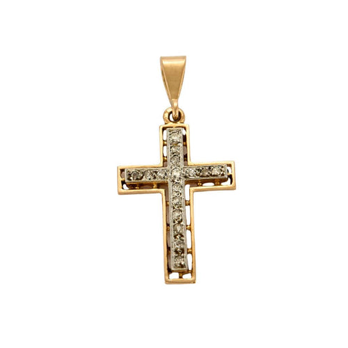 Pendentif Pendentif croix or jaune et gris et diamants 58 Facettes EL005