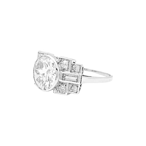 Bague 55 Bague art déco platine, diamant environ 2,80 cts. 58 Facettes 34923