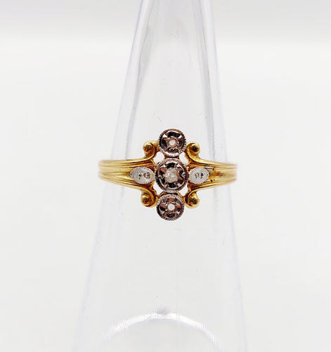 Bague 49 Bague marquise antique en or 18k et diamants taille rose (circa 1900) 58 Facettes A06394