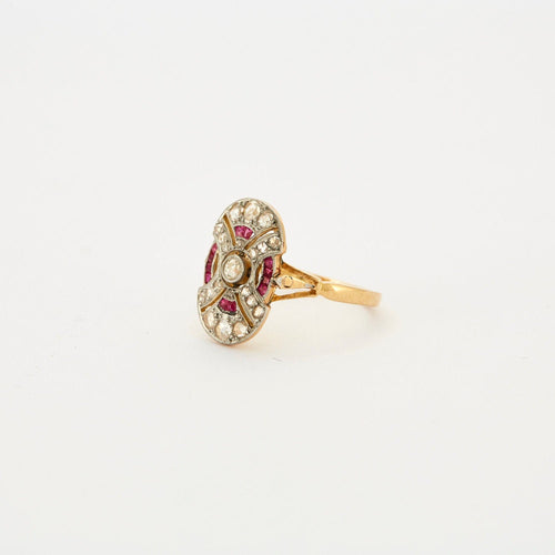 Bague Bague "Art Déco" Diamants & Rubis 58 Facettes