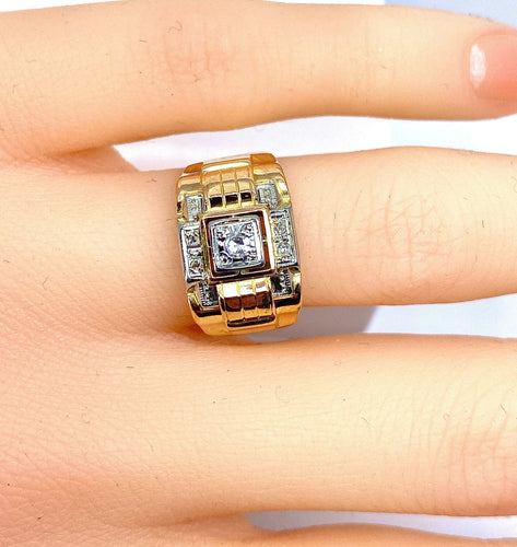 Bague 52 Bague Tank en or jaune et diamants 58 Facettes AB652