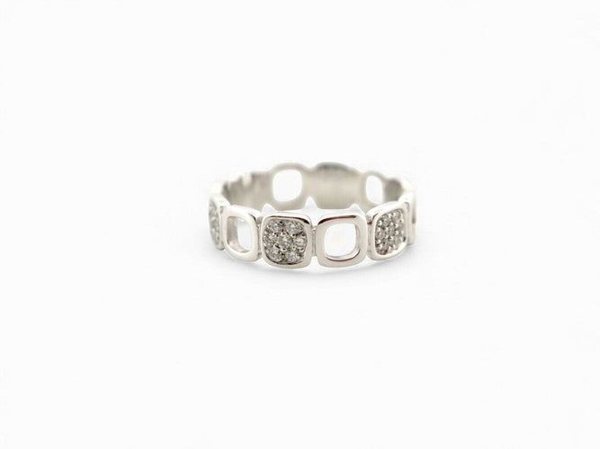 Bague 48 bague DINH VAN impression domino t48 or blanc 18k 42 diamants 0.30ct 58 Facettes 271715