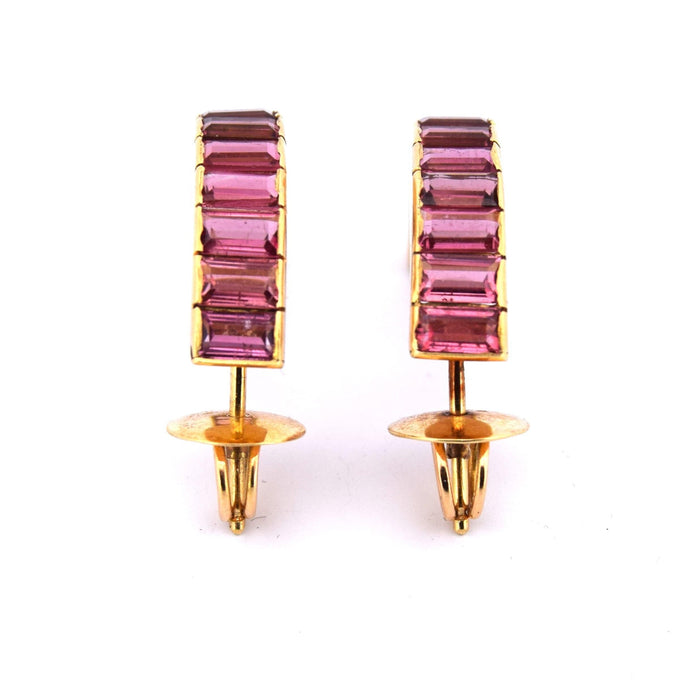 Boucles d'oreilles en or jaune tourmalines '80