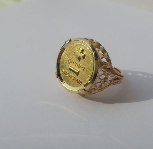 Bague 52 AUGIS - bague médaille d’amour en or jaune 58 Facettes