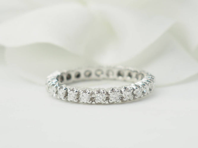 Bague 53 Alliance américaine en or blanc et diamants 0,75ct 58 Facettes 33427