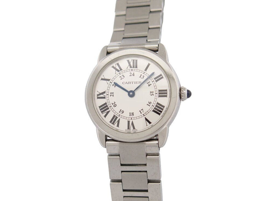 Montre montre CARTIER ronde solo 29mm quartz en acier palladie 58 Facettes 261284