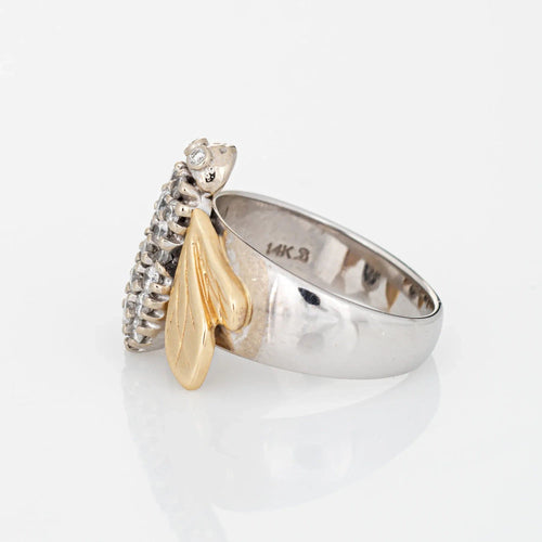 Bague 55 Bague Diamant Bumble Bee Or Bicolore 58 Facettes G10626