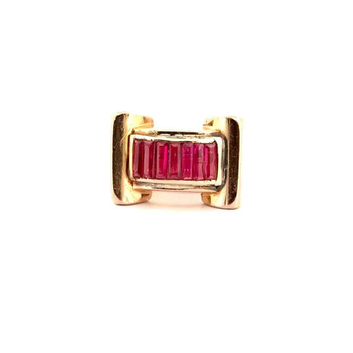 Ring 51 Yellow Gold & Ruby Tank Ring 58 Facettes 42-GS33691