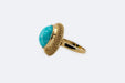 Bague 57 Bague vintage en or jaune avec turquoise 58 Facettes ANL831