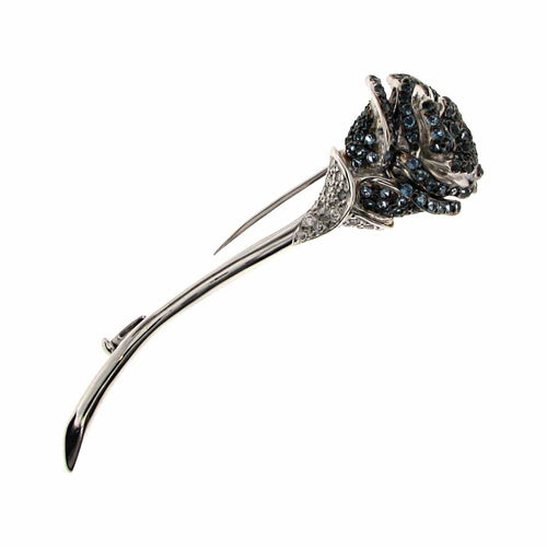 Broche Broche Fleur Rose en or blanc, aigues-marines, diamants naturels 58 Facettes HG-200132/1