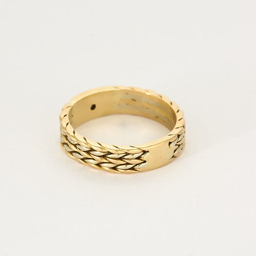 Bague 64 Alliance or jaune et gris et diamant 58 Facettes BIA09632