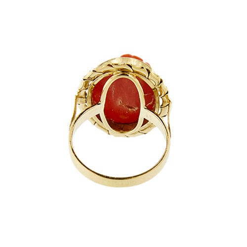 Bague 53 Bague camée en or jaune avec corail 58 Facettes 39794