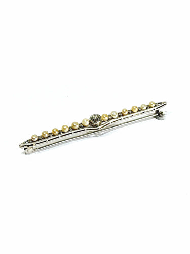 Broche Broche en Or Blanc, Diamants et Perles 58 Facettes