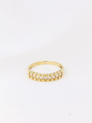 Bague 54 Demi-Alliance américaine en or jaune et diamants 0,18 ct 58 Facettes J103