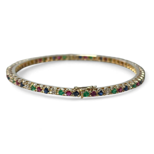 Bracelet Bracelet jonc rivière rubis émeraudes saphirs diamants 58 Facettes 332