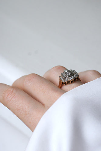 Bague 62 Bague Art Déco Tank Escalier or rose, platine, diamants 58 Facettes