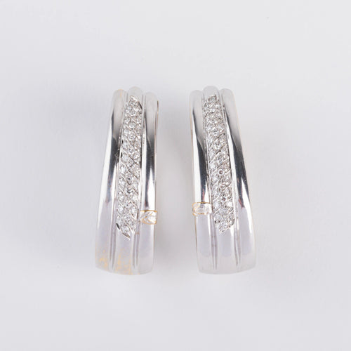 Boucles d'oreilles Créoles en diamants sur or gris 58 Facettes 0