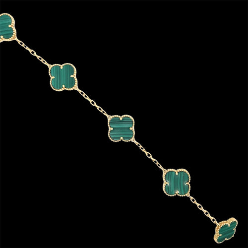 Bracelet Van Cleef & Arpels - Bracelet Alhambra Malachite Or Jaune 58 Facettes
