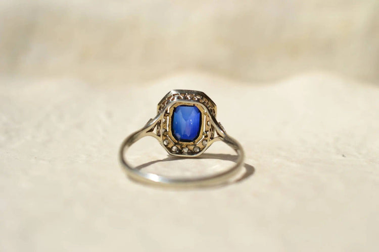 Bague 63 Bague octogonale Saphir de synthèse 58 Facettes 3471