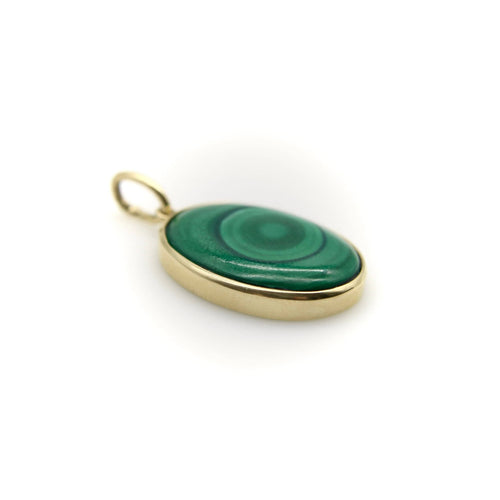 Pendentif Pendentif cercles concentriques en malachite Signature en or 14 carats 58 Facettes