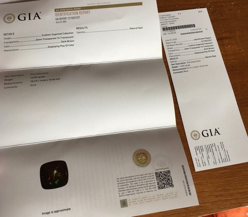 Gemstone Opale chocolat d'Ethiopie 14,09cts certificat GIA 58 Facettes 480