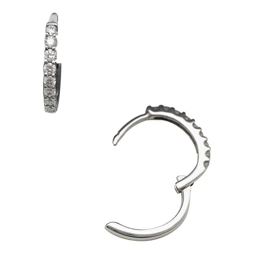 Earrings Pair of small hoop earrings in white gold, diamonds. 58 Facettes 33198