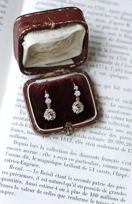 Boucles d'oreilles Dormeuses Art Déco diamants 58 Facettes