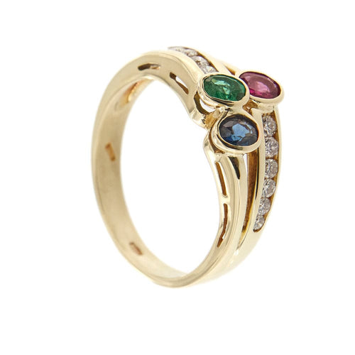 Bague Bague avec rubis, émeraude, saphir et diamants 58 Facettes 30024
